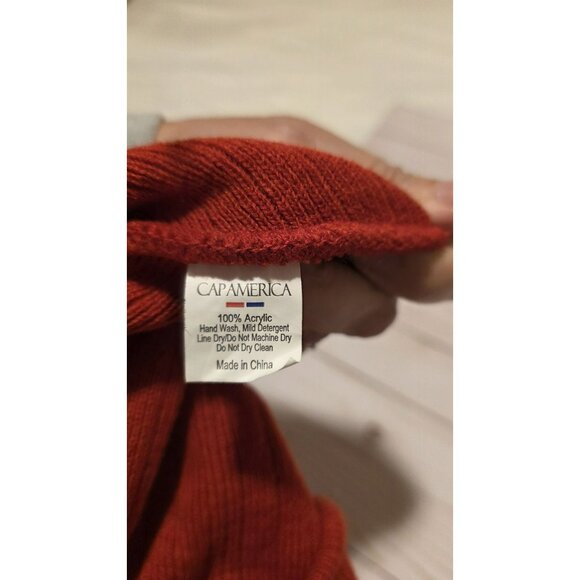 Raiders Adult Knit Hat Beanie Hat Good Red Black White Lace On Sides Winter - Picture 3 of 5